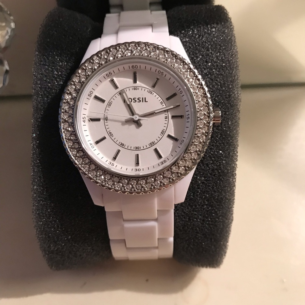 White Chain Link Fossil Watch